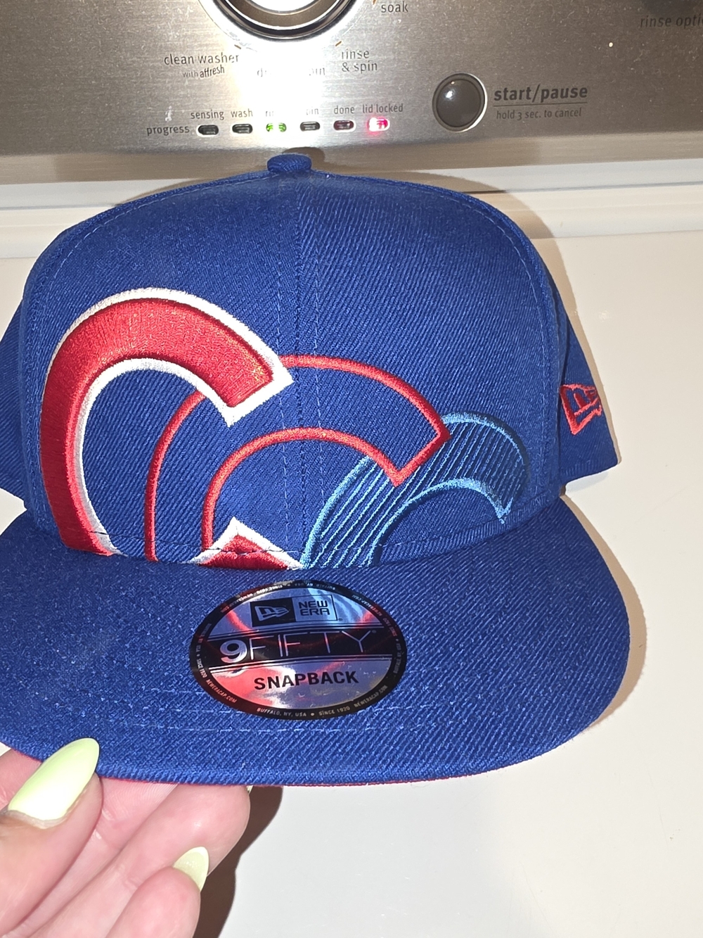 New Era 9FIFTY Blue Snapback Cubs Hat with Red & Light Blue Embroidery